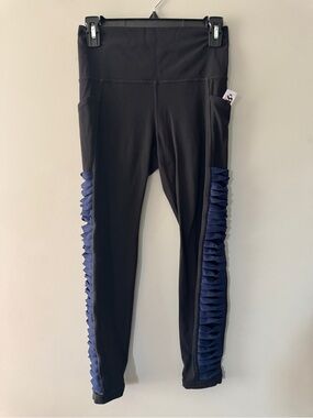 Athleta | black leggings with blue sides | S